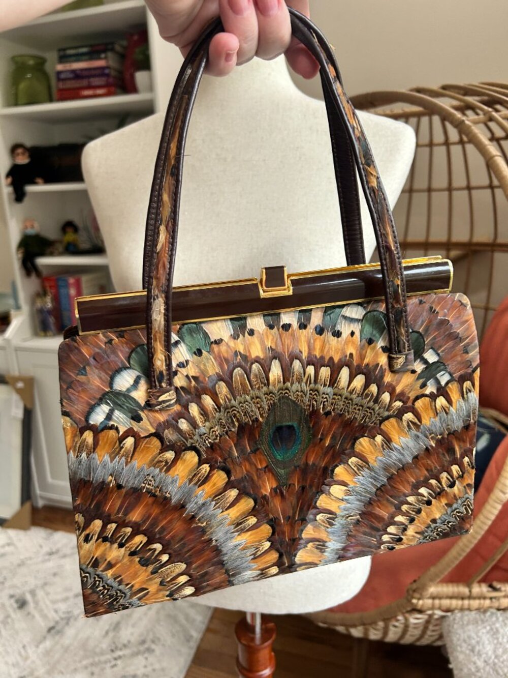 Stunning vintage feather handbag (70's) - Picture 4 of 7